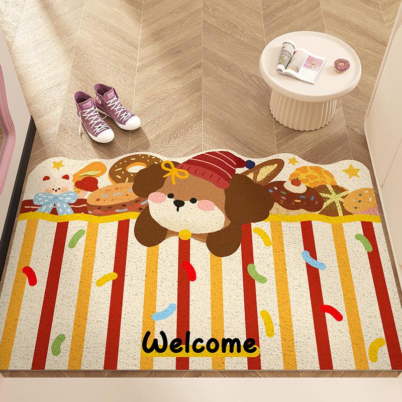 Cartoon Puppy Floor Mat, Door Mat, Silk Ring, Dirt-Resistant And Easy To Take Care Of, Foot Mat, Entrance Can Be Cut, Carpet Non-Slip Mat