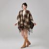 2025 Plaid Shawl Women's Autumn/Winter Travel Cape - Tassel Office Outerwear, Loose & Warm