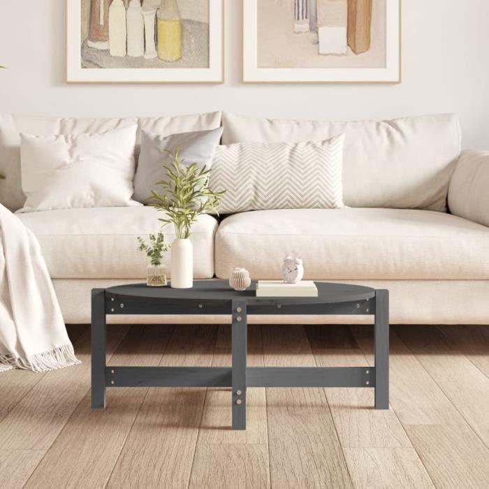 VidaXL Table basse Gris 87x48x35 cm Bois massif de pin 822324