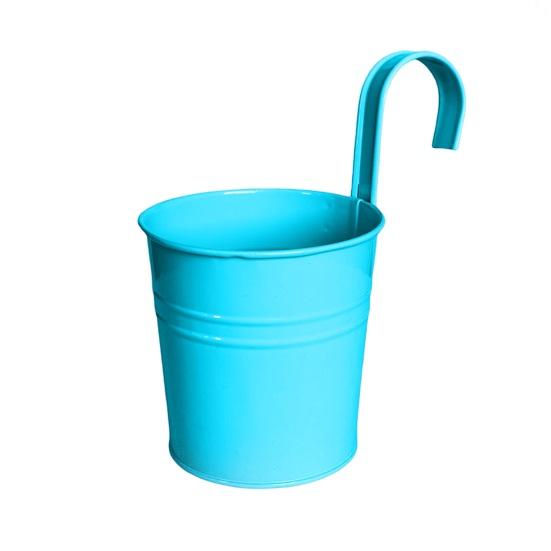 Medoc Hanging Metalen Planter Bloempot met Afneembare Haak Drainagegat Balkon Tuinhek Plantenbak Small blauw