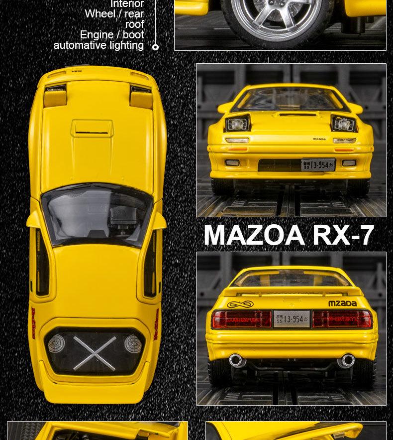 Zhongyuanxing RX-7 Alloy Coupe Car Model with Pull Back, Sound, and Light Features