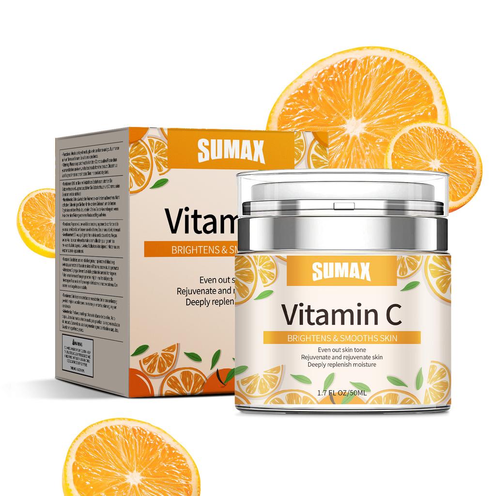 Crème Visage Vitamine C en Pot Pressé 50ml Lisse Délicate Éclatante et Translucide Absorption Rapide de la Peau Sérum Anti-Âge au Rétinol