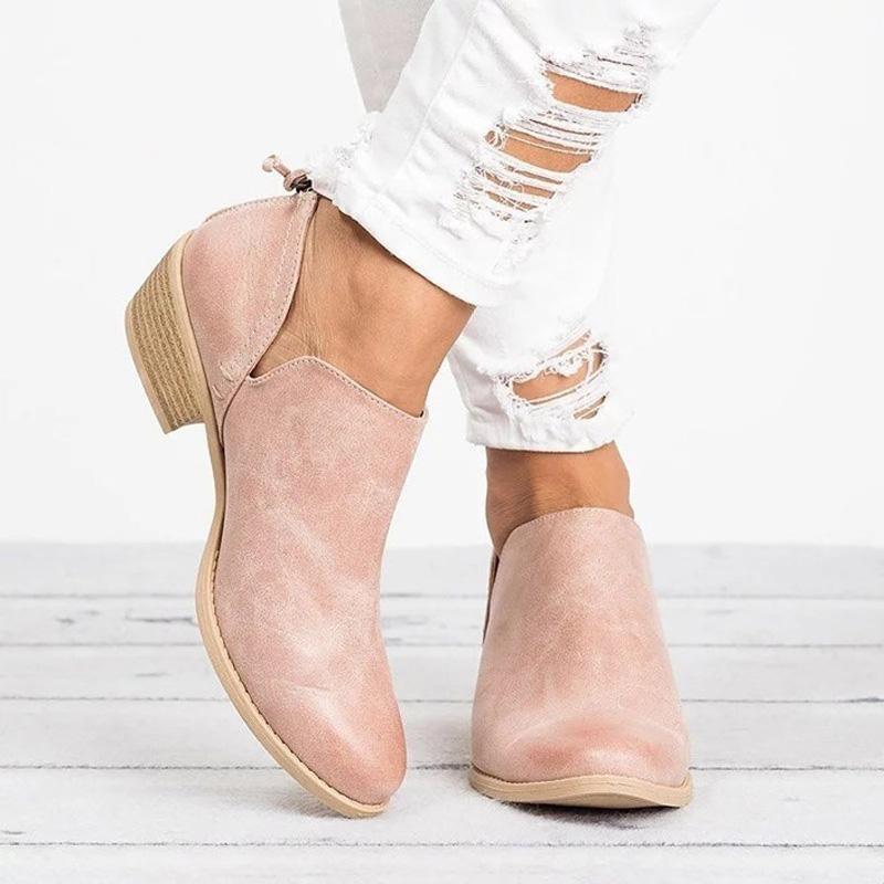 Women Shoes Fashion PU Leather Short Ankle Boots Pointed Toe Slip On Spring Autumn Shoes Woman Plus Size 35-44 botas WSH3397