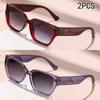 2/4PCS Large Frame Trendy Sunglasses Wide Foot Hollow Letters Sunglasses Women's Fashion Square Frame Sunglasses 6100