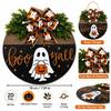2D Flat Wooden Hanging Door Sign Ghost Round Doorplate  Halloween Festival Decoration