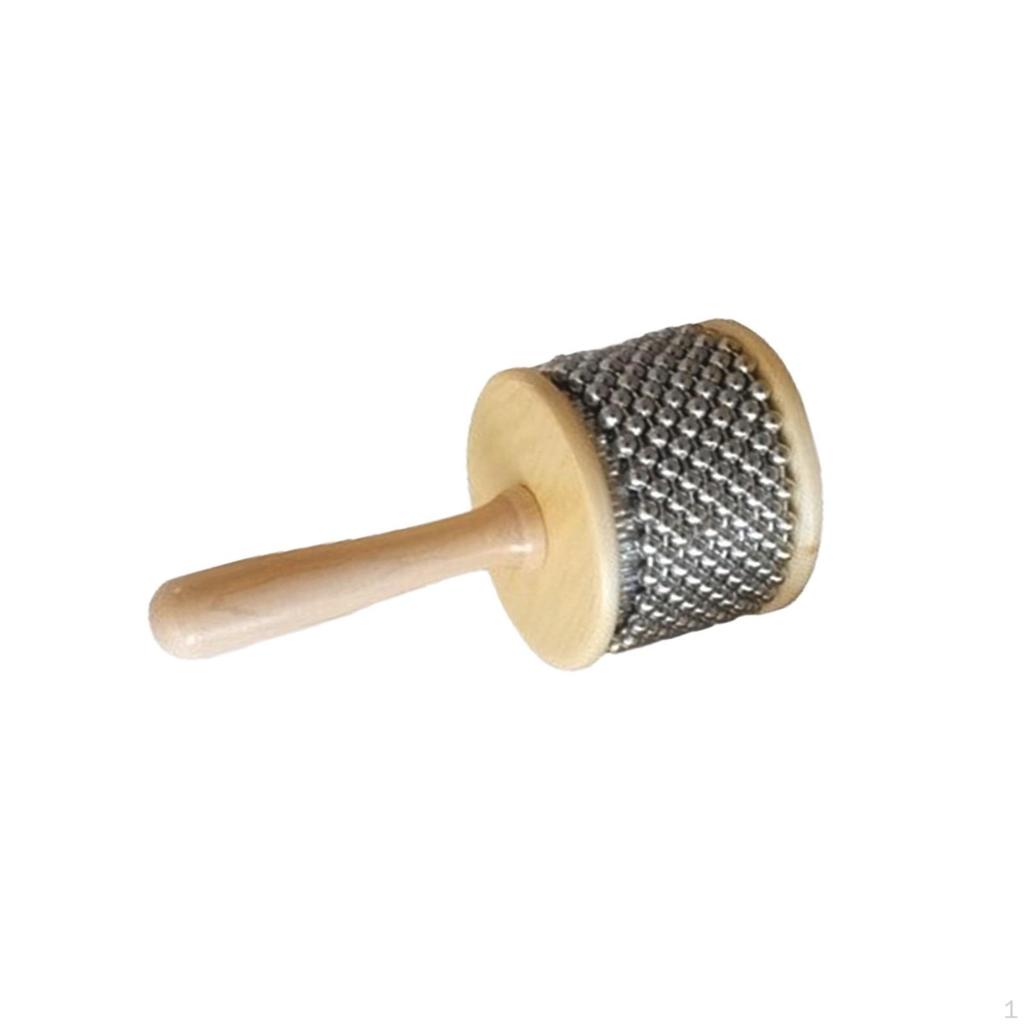 - Wooden Hand Shaker, Portable Percussion Wood Metal Bead Instrument, Musical