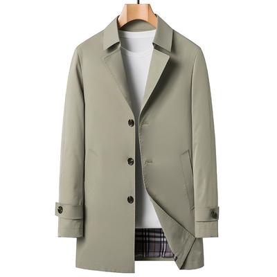 İlkbahar ve Sonbahar Yeni Erkek Rüzgarlığı Orta Uzunlukta Ütü Gerektirmeyen Rüzgarlık Moda Yakışıklı Erkek Yaka Erkek Ceket