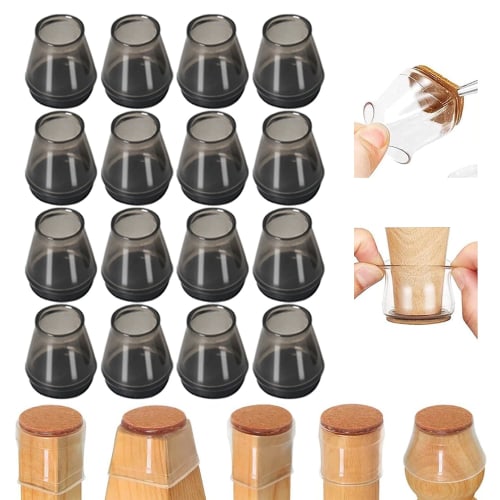 RAYKING Chair Leg Covers, Set of 16, Silicone Chair Leg Caps, Chair Leg Covers, Chair Covers for Round and Square Legs, Chair Leg Covers for Flooring,