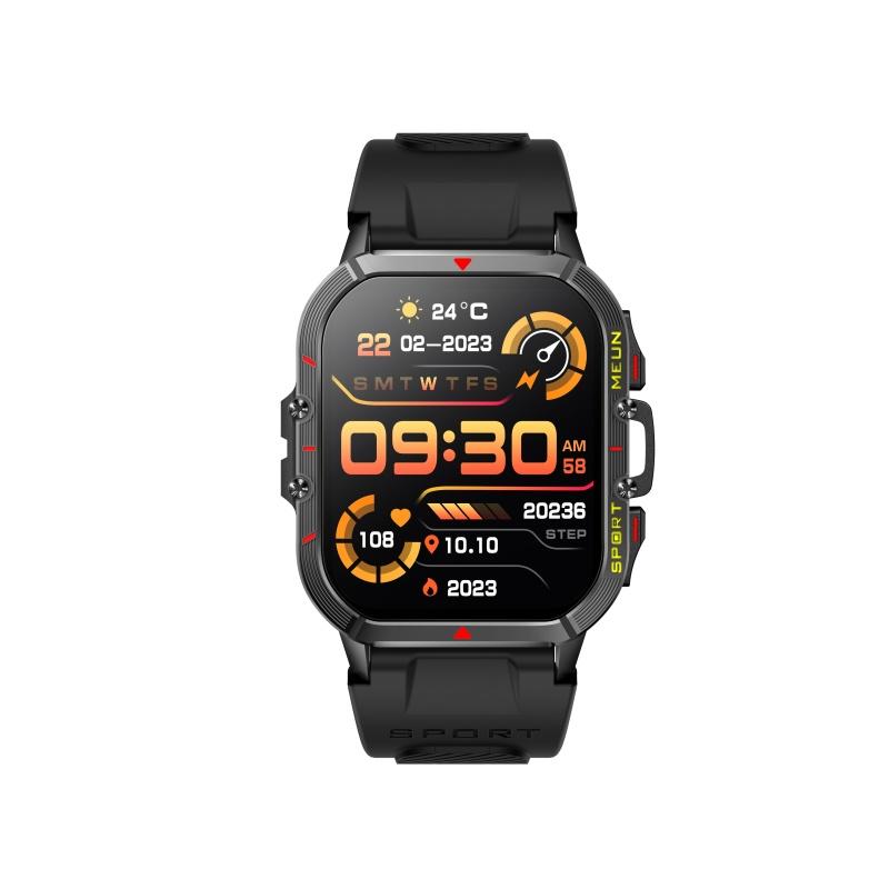 Rainbuvvy T21 Outdoor Smartwatch Dual-mode 1.96inch HD 240x282 BT5.2 Bluetooth Call 280mAh IP67 Waterproof Android Rugged Smart Bracelet