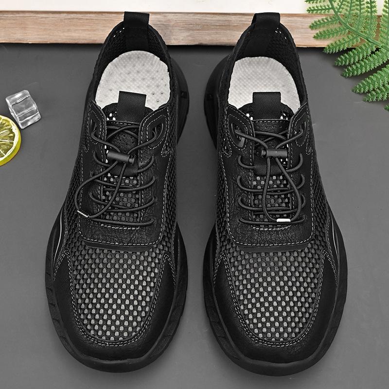 

Mesh breathable men s shoes summer mesh hollow casual sports shoes men s lightweight fly-woven hiking outdoor trendy shoes 46 чорний