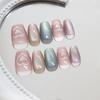 Handmade prefabricated nail wearing nail cute cat eye removable nail piece three-dimensional love short T nail patch sub-code