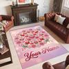 Hearts Theme Crystal Velvet Floor Rug Personalized Custom Name Text Warm Carpet Home Decoration