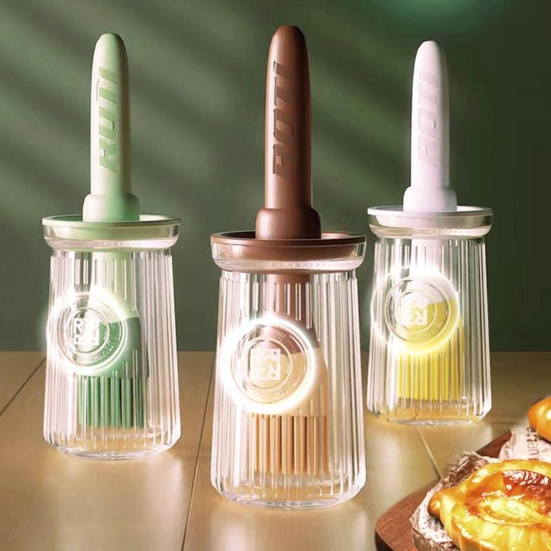 Silicone Heat Resistant Oil Brush with Bottle BBQ Grill Oil Brush Heat Resistant Baking Pastry Oil Brushes Oil Dispenser
