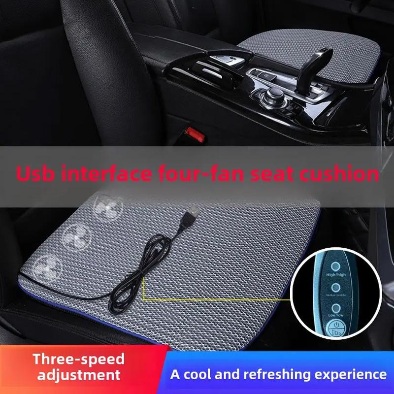 2025 USB Power Bank Interface Summer Ventilation Cooling Ice Silk Seat Cushion Dual-Use Home Car Cushion Seat Cushions Pillow