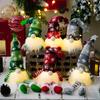 Christmas Faceless Doll Gnome Ornaments Led Light Plush Knitting Crafts Tree Pendant Christmas Decorations For Home Kids Gift