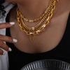 316L Stainless Steel Gold Color Geometric Chain Necklace Bracelets For Women Girl New  Non-fading Jewelry Set