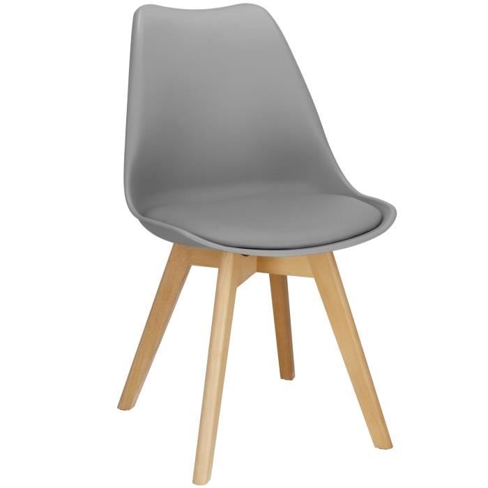 Chaise de cuisine SPRINGOS - Pieds en bois - Gris - Capacité de charge 125 kg