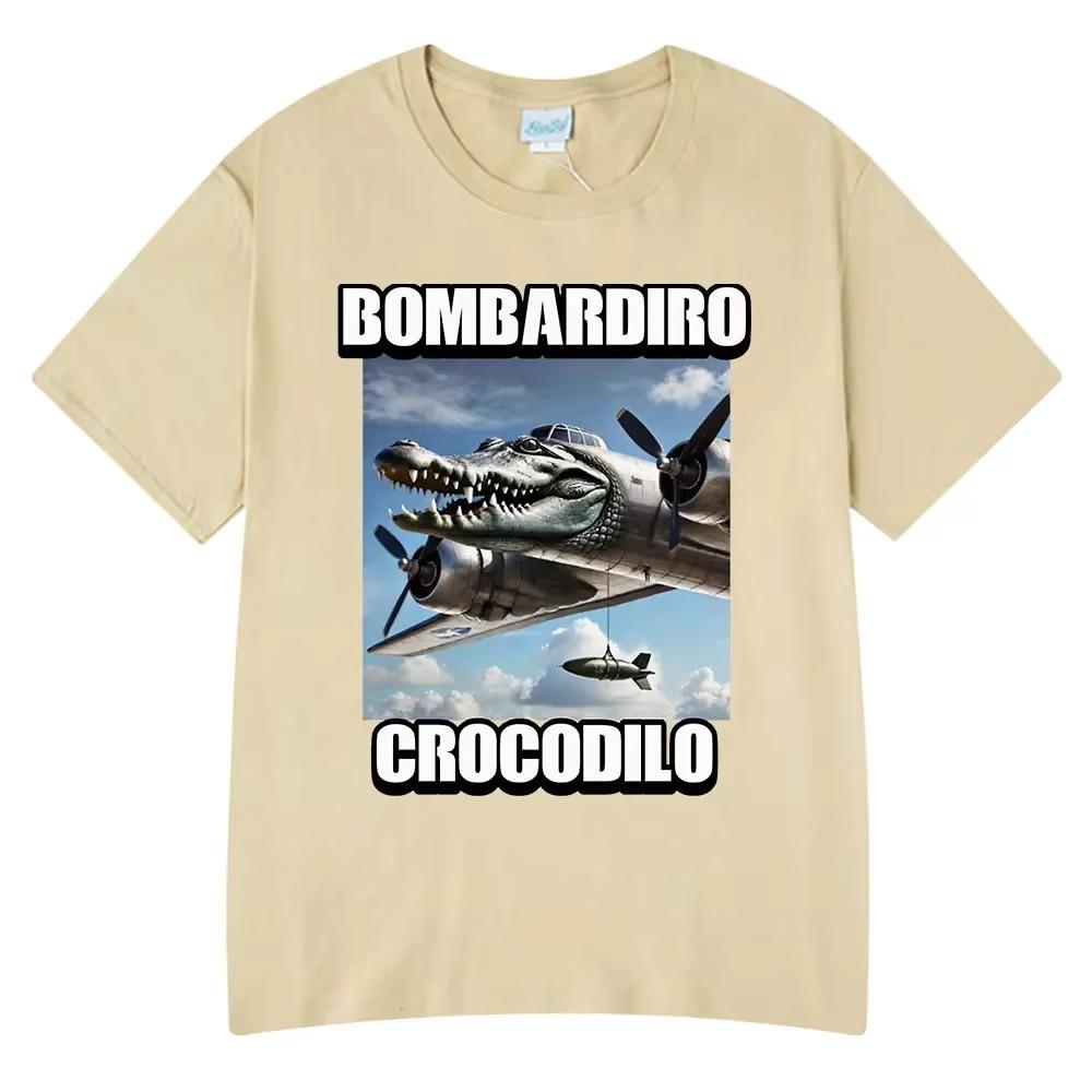 Bombardiro Crocodilo Crocodile Plane Bomber Funny Meme T-shirt Men Women Summer Casual  Comfort Short Sleeve T Shirts Tops