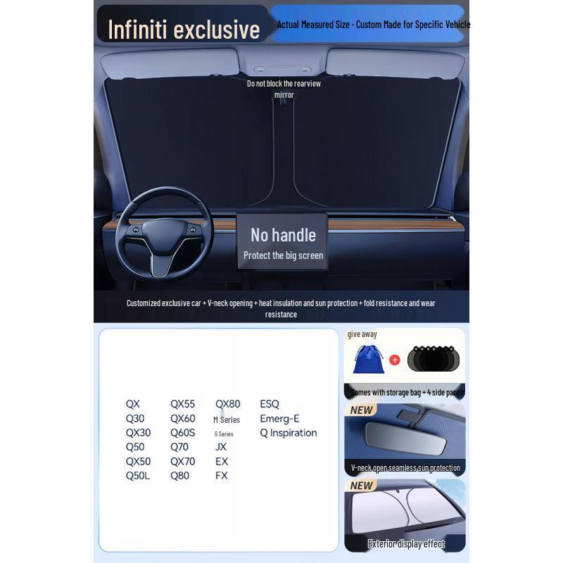 Car Sun Visor Sunshade for Small Windows - Heat Insulation Curtain for Interior Windshield