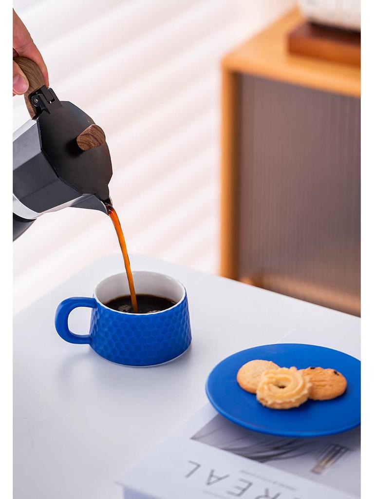 Minimalist Ceramic Coffee Cup & Saucer Set - Light Luxury for Home or Office
