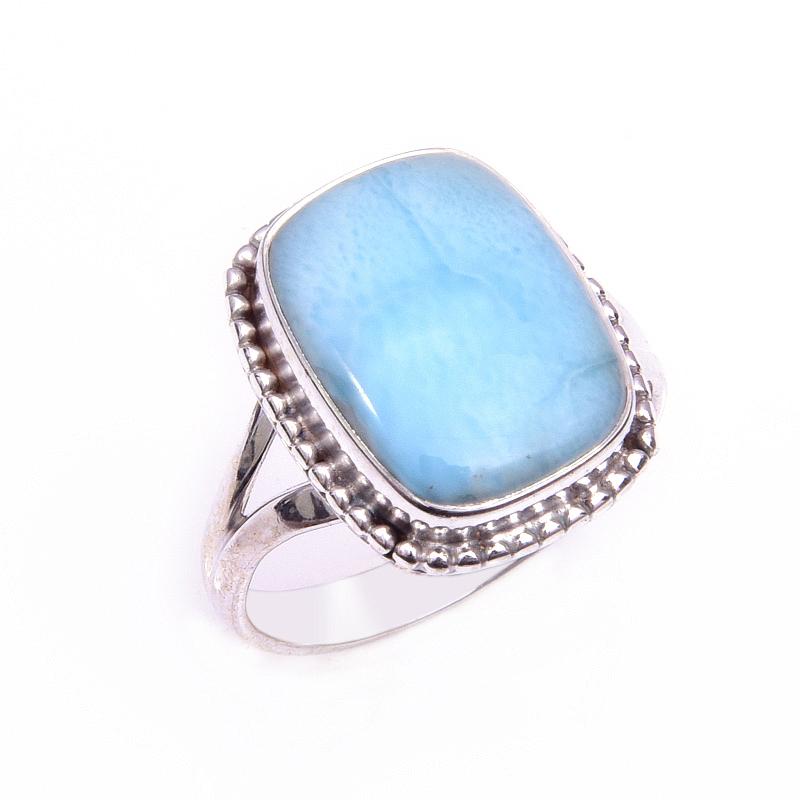 Natural Republic Larimar Gemstone 925 Solid Sterling Silver Gift Ring S.9 a1V98