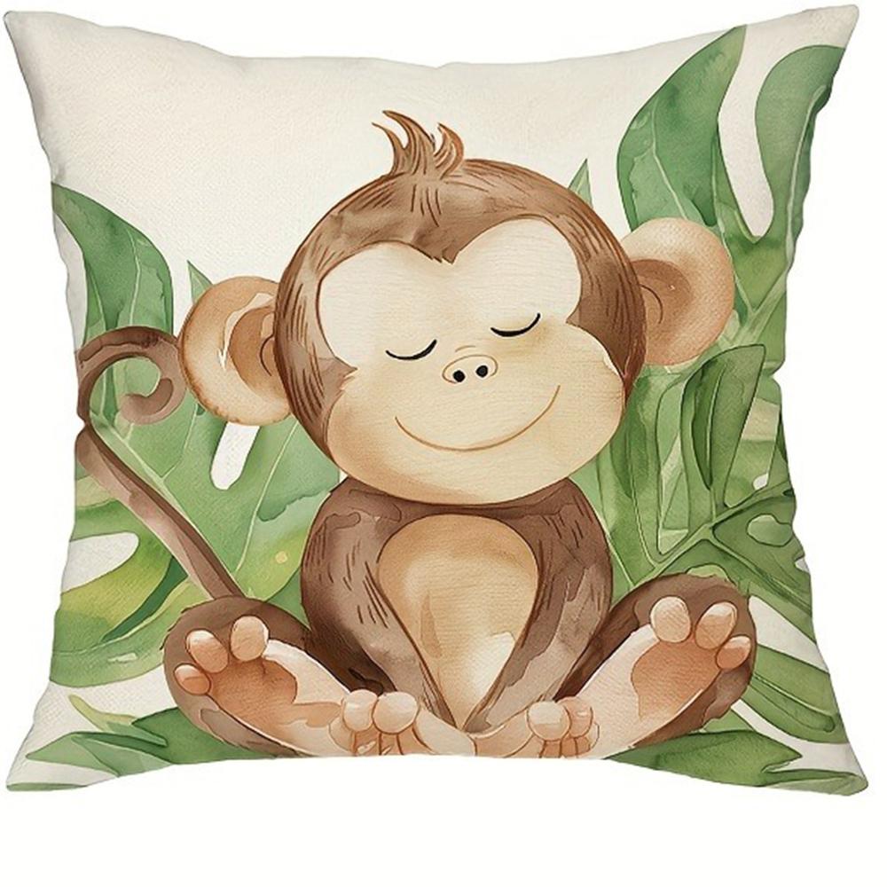Jungle Animal Lion Zebra Monkey Tiger Pattern Printing Pillowcase Living Room Sofa Cushion Cover Bedroom Room Home Decoration