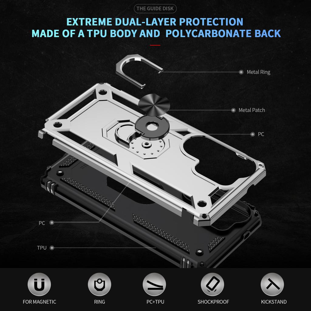 Case for Galaxy S26 Ultra - TPU+PC, Silver, With Stand