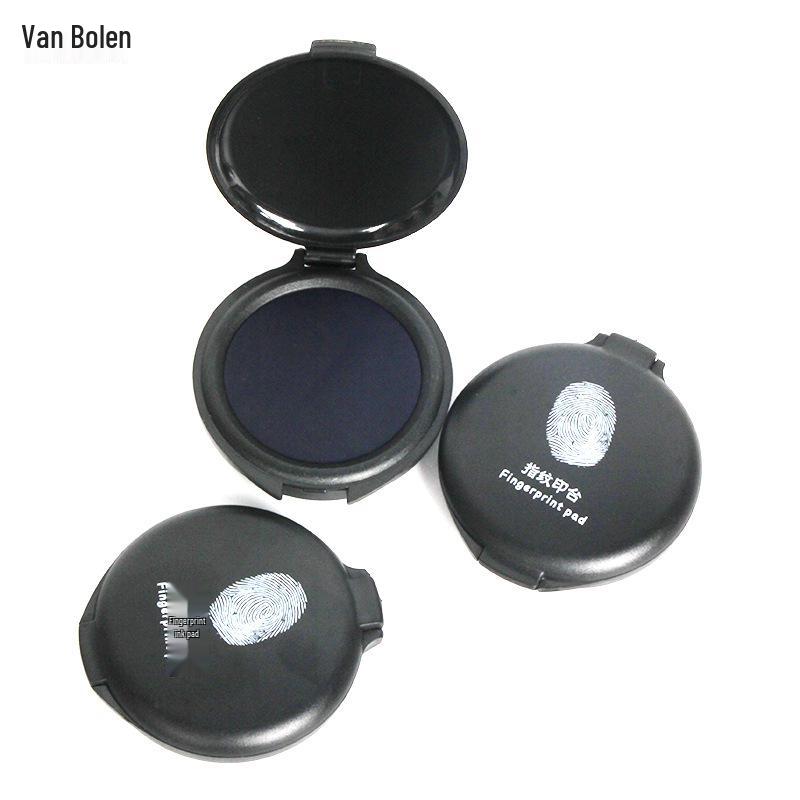 Compact High-Definition Quick-Dry Fingerprint Ink Pad (Red, Blue, Black) - Wash-Free & Anti-Counterfeit