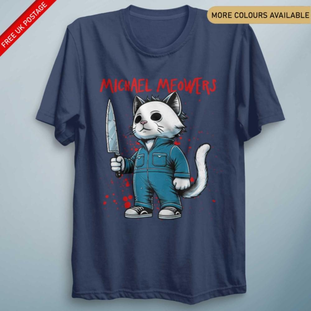 Michael Meowers Tee Halloween Horror Spooky Parody Halloween T Shirt Funny Cats S