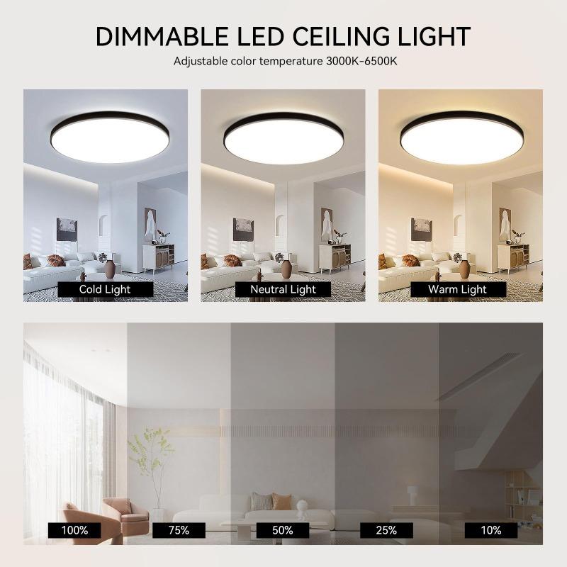 LED-Deckenleuchten mit Fernbedienung, dimmbare LED-Panel-Deckenleuchten, 110–265 V, Beleuchtungskörper für Schlafzimmer, Küche