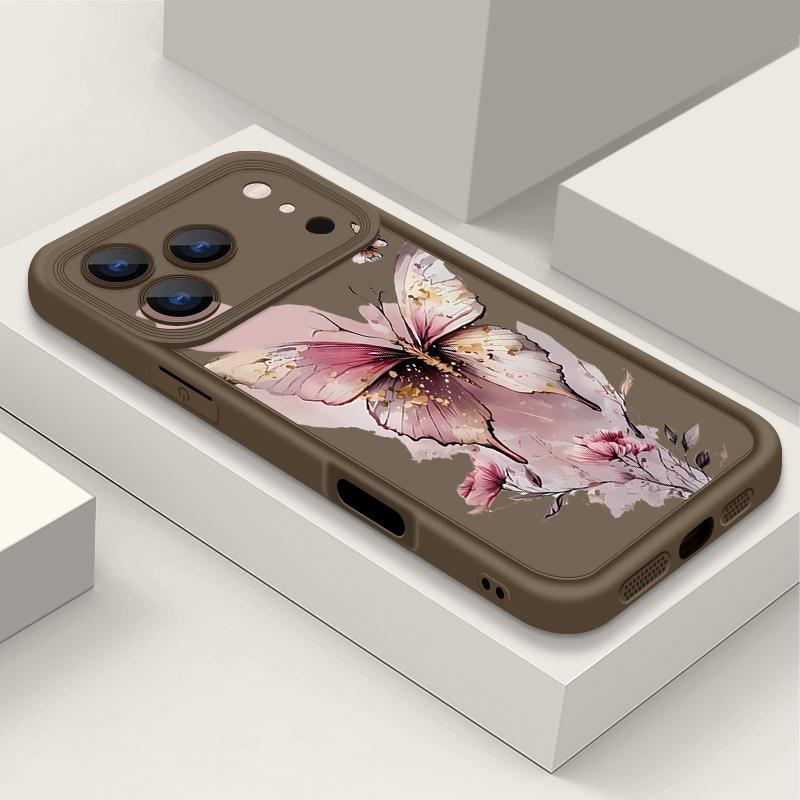 Pink Butterfly Watercolor Pattern Case For iPhone 17 Pro Max Funda Shockproof Bumper Cover For iPhone 16 Pro Max 15 14 13 12 11 Air 16E