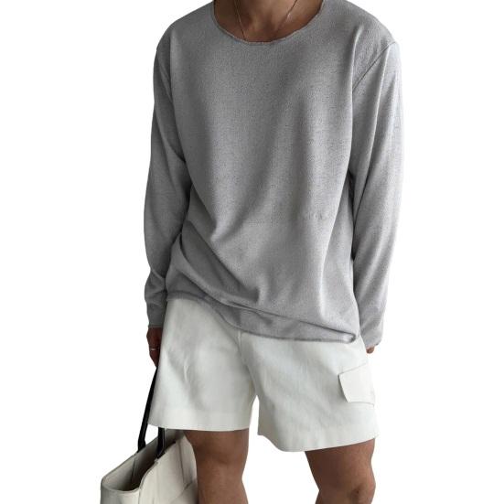 Jaro Podzim Muži Top Kulatý výstřih Dlouhé Rukávy Tenké Vyhloubené Jednobarevné Volné Pulovr střední délky Hip Hop Streetwear Mikina