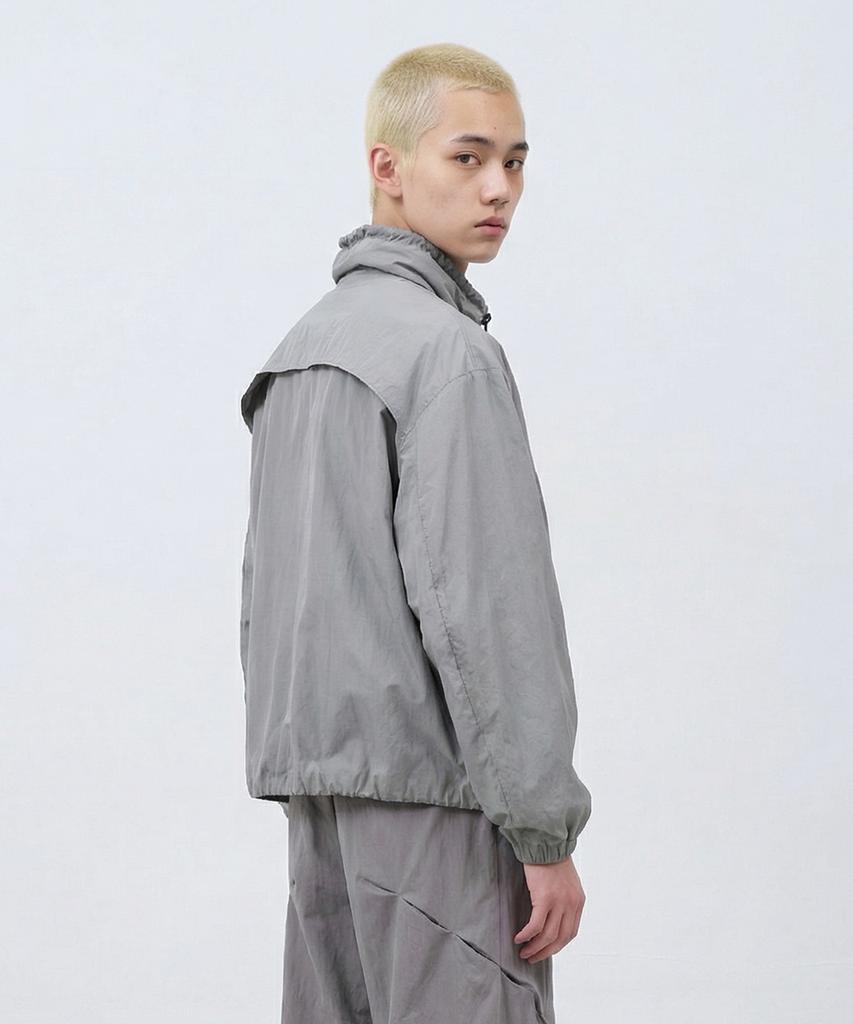 Kasakasa Layered Shirring Jacket Gray