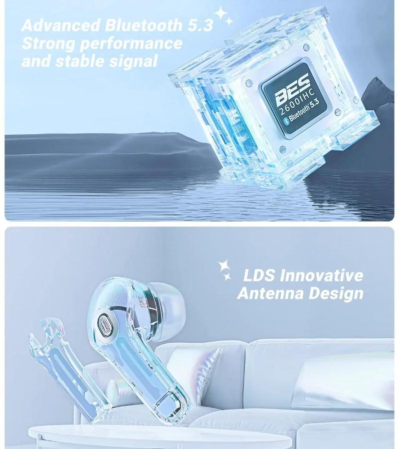 T8 PRO TWS Bluetooth Earbuds Transparent with LED Digital Display Wireless In-Ear Earphone for Xiaomi Huawei iPhone Headphone