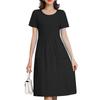 Women's Fashionable And Trendy Round Neck Loose Short Sleeved Solid Color Dress In Plus Size