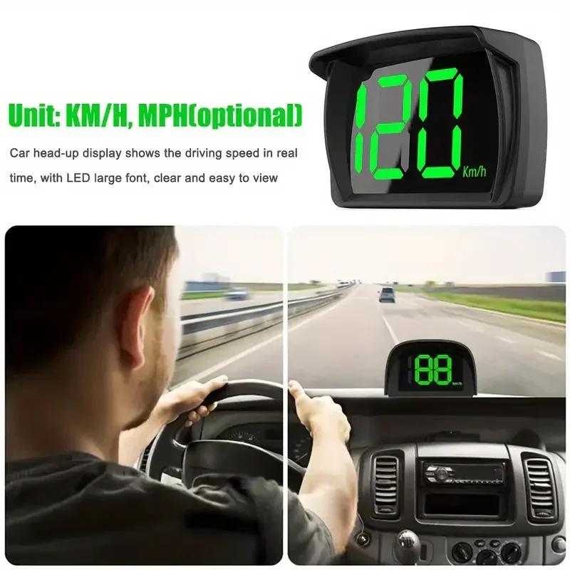 CAMECHO 3-inch MPH/KMH HUD Head Up Display Vehicle Speed Multifunctional LCD MPH Instrument Panel