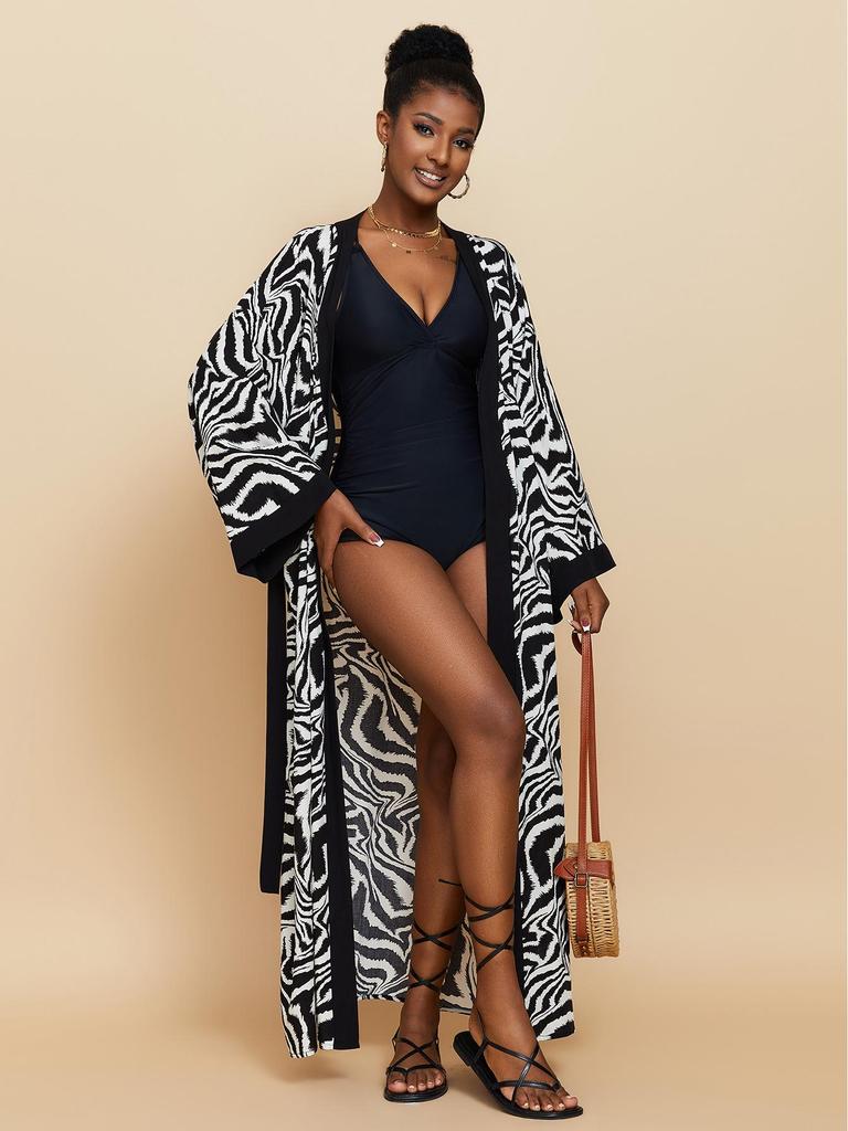 New European & American Cotton Printed Beach Cardigan: Sexy Sunscreen Jacket and Loose Holiday Swimsuit Cover-Up.