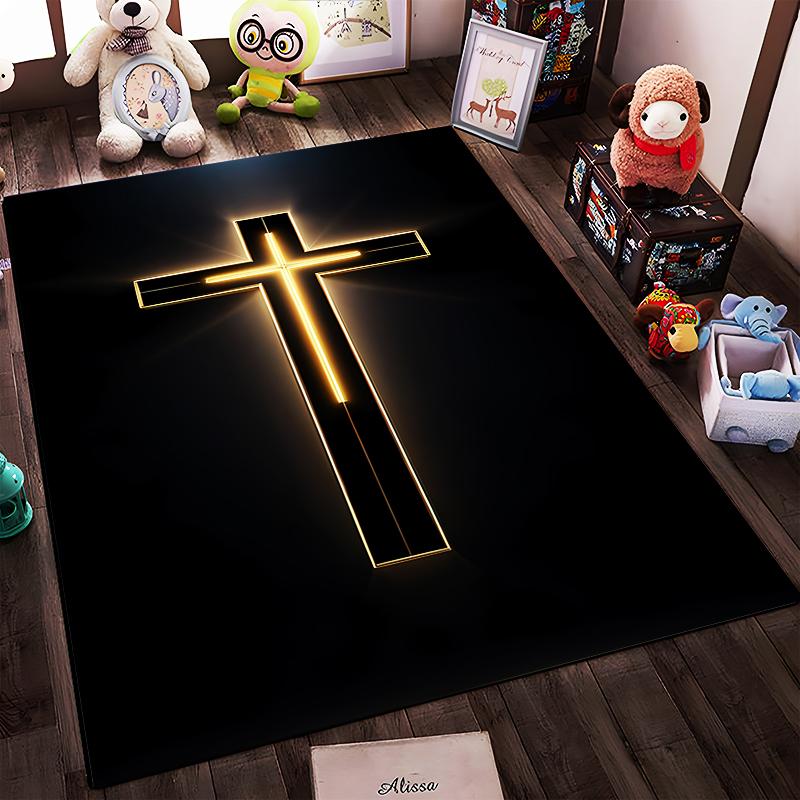 Glowing Cross Design Rug Non-slip rug suitable for living room and bedroom sofas.