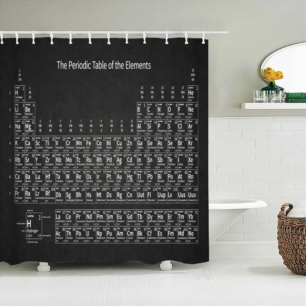 Periodic Table of Elements Bathroom Curtains Waterproof 3D Print Shower Curtain White Fabric Curtain For The Bath