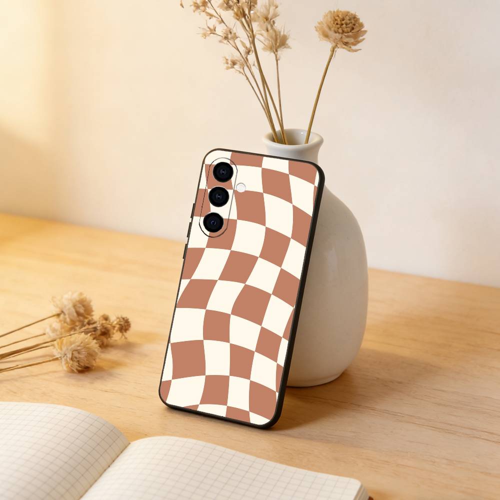 Solid color plaid Phone Case Black Silicone Soft For Samsung Galaxy A73,A72,A71,A70,A53,A52,A51