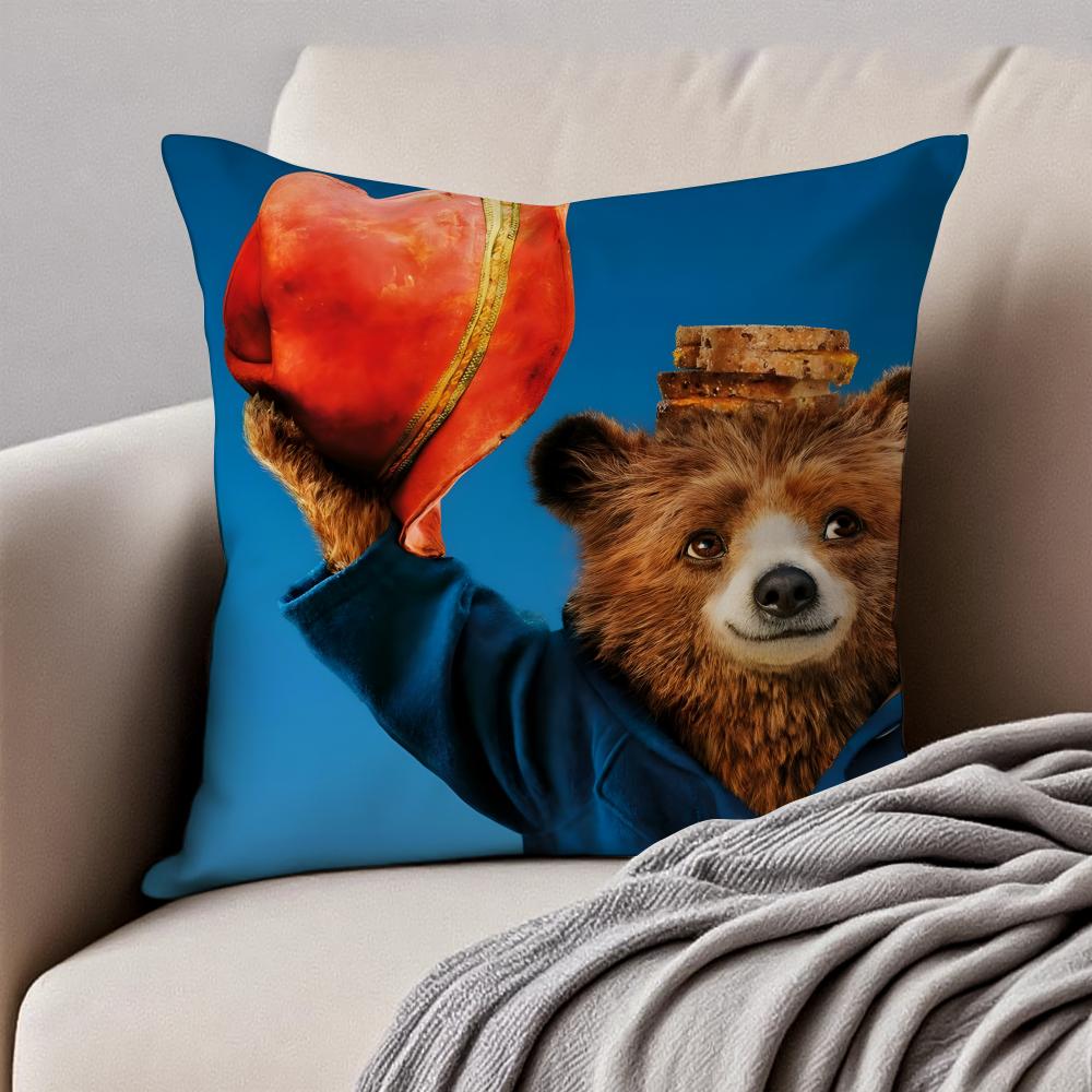 Fashion Animal P-Paddington Bears Cushion Cover Pillowcase Anti-Dustmite Invisible Zipper Short Plush Sofa Cushion