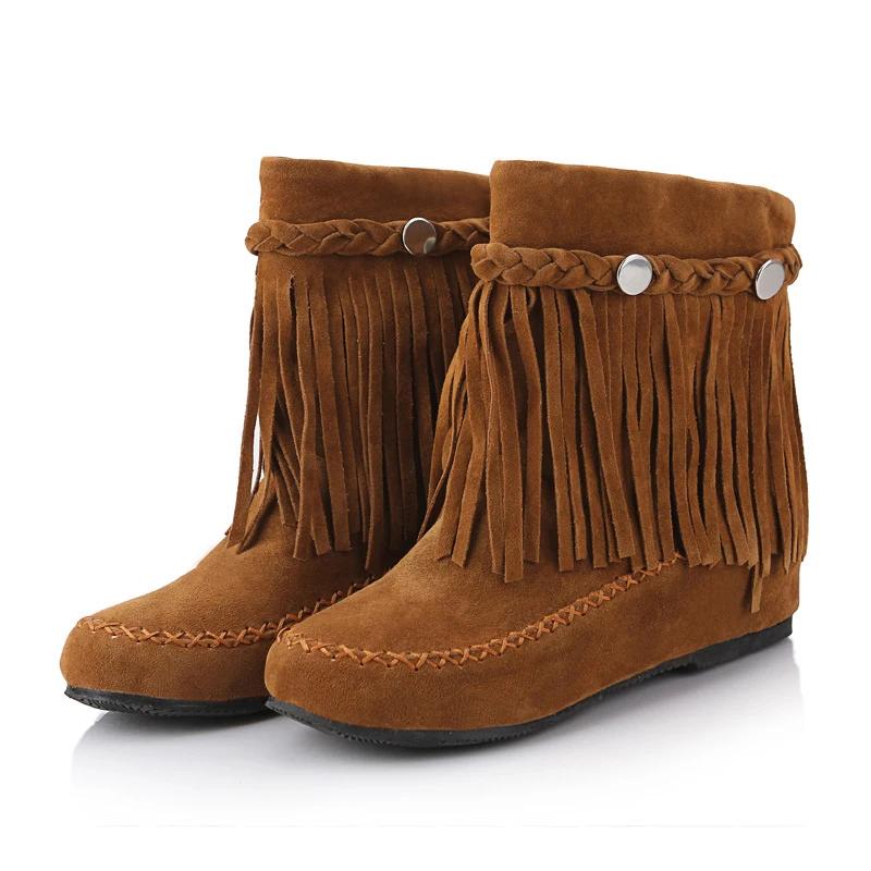 Fashion Vintage Fringe Short Boots for Women Fashion 2025 Autumn Winter Solid Female Boots Shoes Ladies