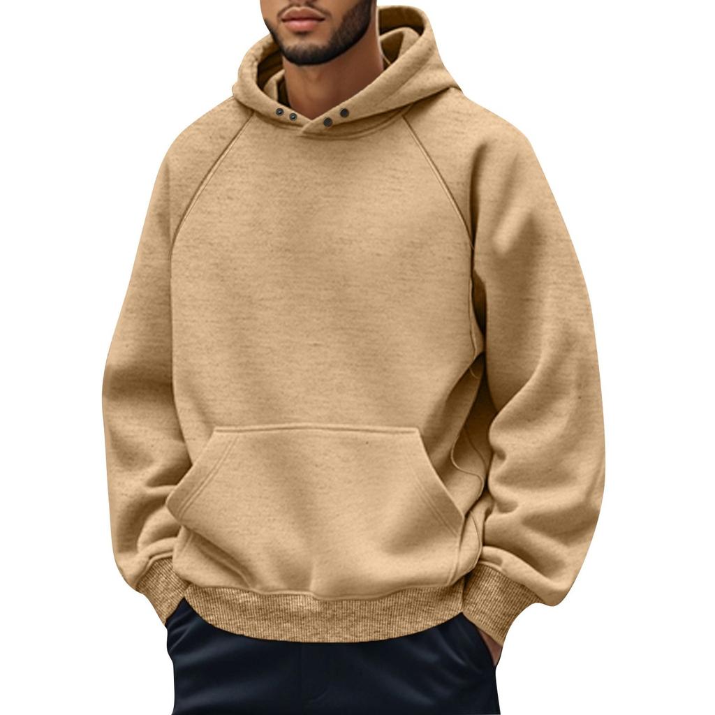 Men's Casual Fleece-Lined Hoodie With Drawstring - Pullover Sweatshirt Athletic Long-Sleeve Shirt