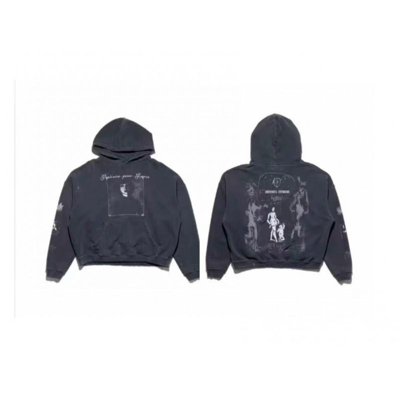 Unisex Vintage Washed Cotton Hoodie With Graphic Print Loose Fit Streetwear
