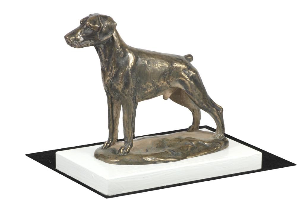 Dobermann, Doberman Pinscher, Dobie II - dog figurine, figure on a white base, trophy for Art-Dog dog show exhibition
