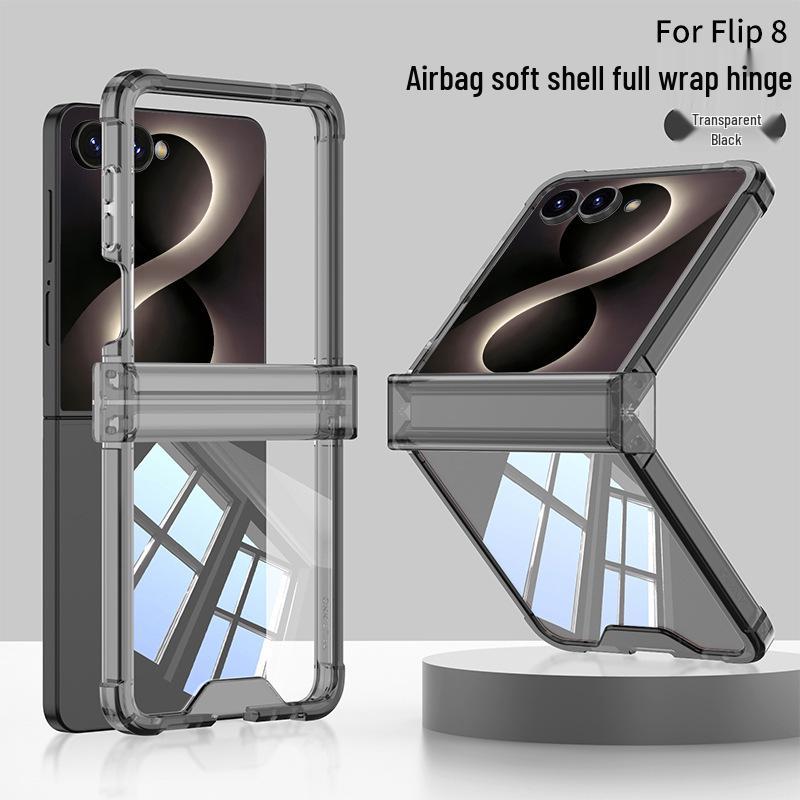 Samsung Galaxy Z Flip 8 Transparent Airbag Case with Rotating Shaft and Full Coverage