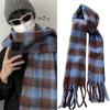 Fluffy Men's Striped Plaid Scarf Korean Checkered Scarf High Quality Winter Cashmere Scarf  Gifts