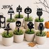 Spooky Plant Bed Decorations 5Pcs Halloween Planter Stakes, Acrylic Garden Sign for Outdoor Yard Lawn Backyard, Holiday Gardening Scene Props