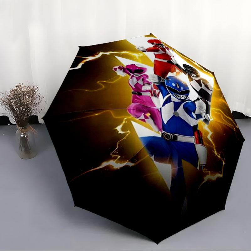 Power Rangers Umbrella Windproof Automatic Folding Umbrella Cartoon Superhero Rain Umbrella for Kids Boys Gift