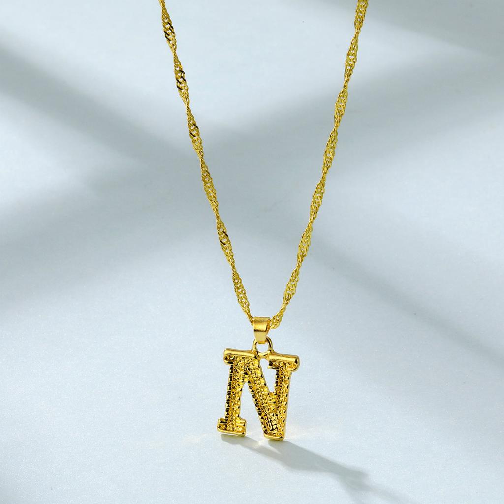 Chic Alloy Alphabet Necklace 26 English Letters With Sleek Snake Chain Length Adjustable